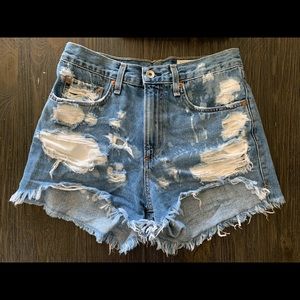 Rag N Bone Distressed Denim High Waisted Shorts